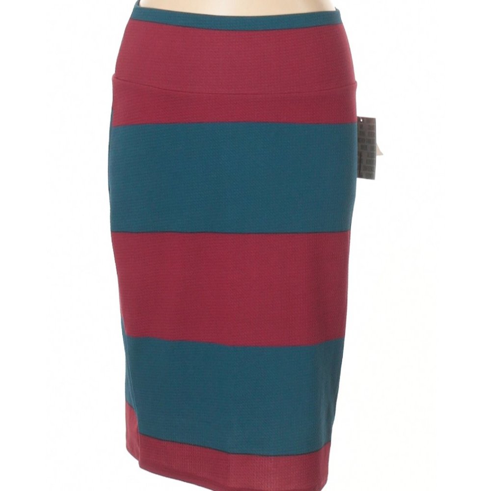 LuLaRoe Midi Skirt in Teal and Burgundy